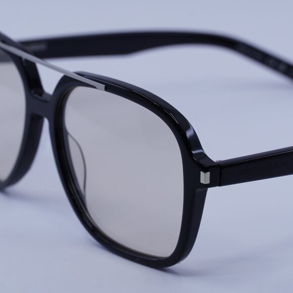 Saint Laurent SL545 001 Sunglasses Black Aviator Frame, Light Yellow Lenses - Picture 10 of 15